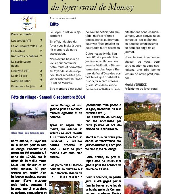 Petit journal du Foyer Rural – Janvier 2015