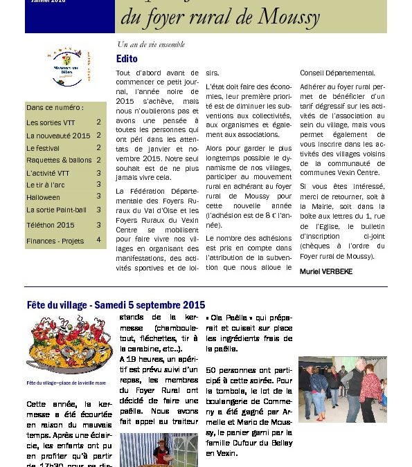 Petit journal du Foyer Rural – Janvier 2016