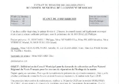 116- Demande de subv. PNR Horloge mairie