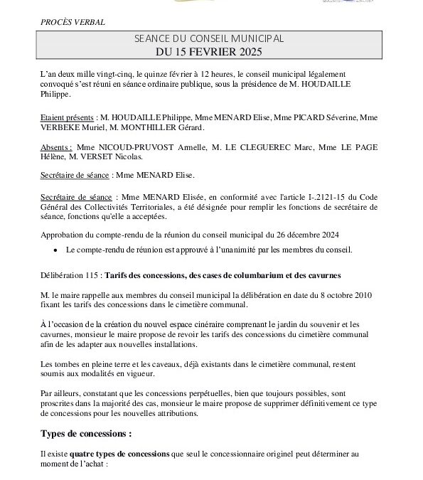 PV du 15 février 2025